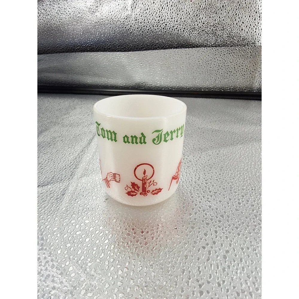Vintage Fire-King‎ Tom and Jerry Punch Bowl Set - 6 Mugs Milk Glass Holiday